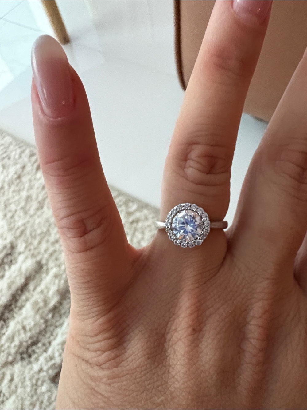 Swarovski Silver Halo Ring with Clear Crystal Center